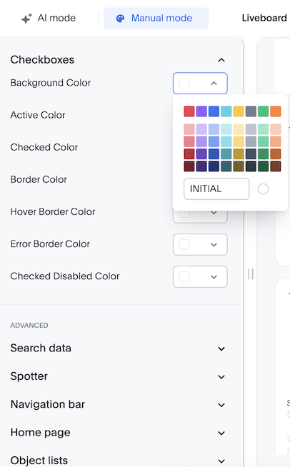 Style components menu